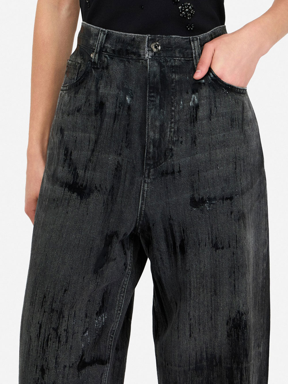 Jeans Wide Liu Jo da Donna - Nero