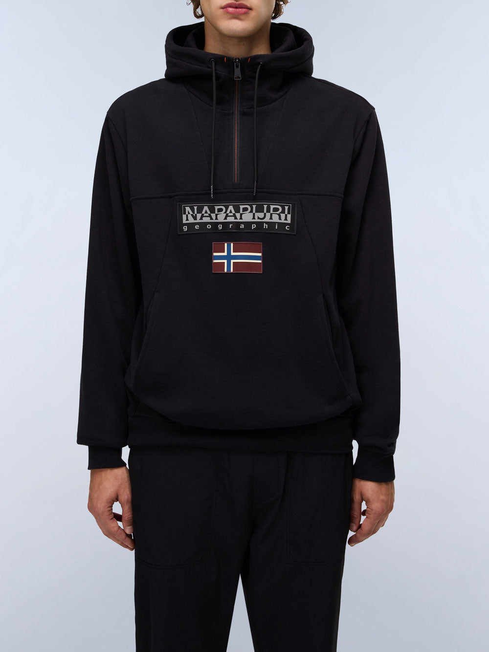 Felpa Cappuccio Napapijri Burgee da Uomo - Nero