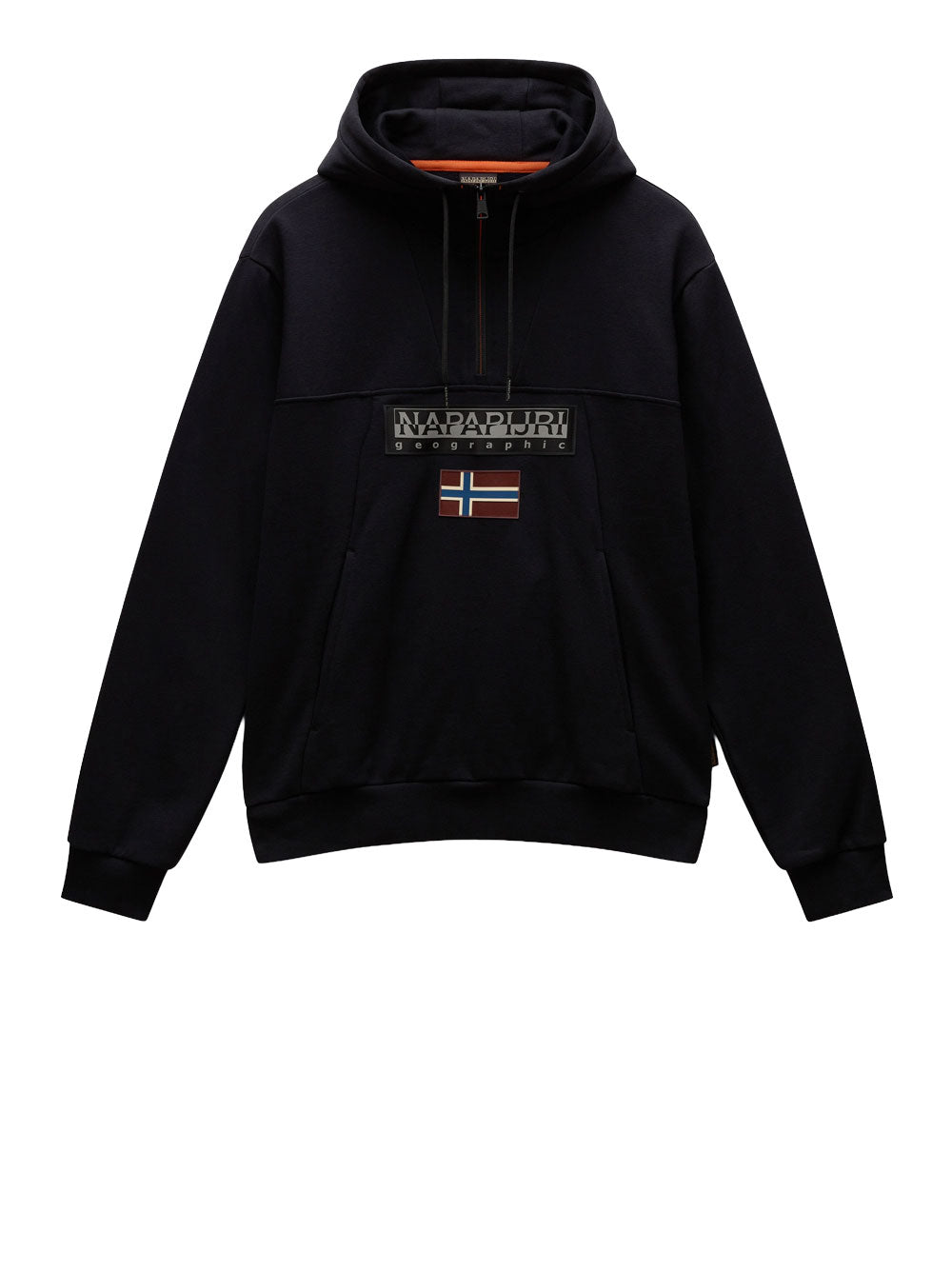 Felpa Cappuccio Napapijri Burgee da Uomo - Nero