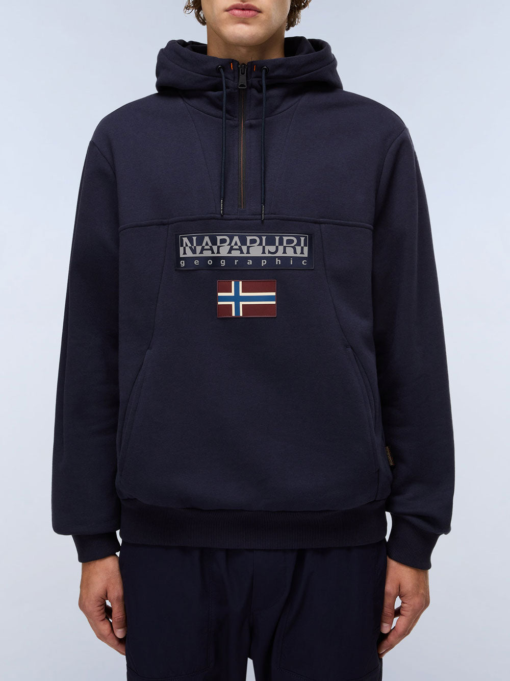 Felpa Cappuccio Napapijri Burgee da Uomo - Blu