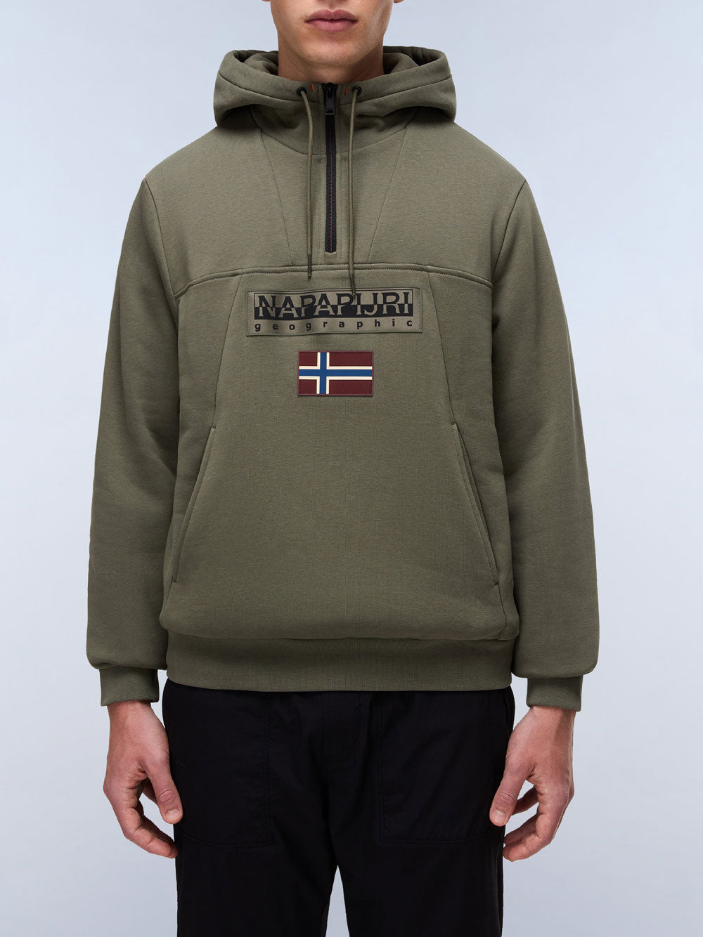 Felpa Cappuccio Napapijri Burgee da Uomo - Verde