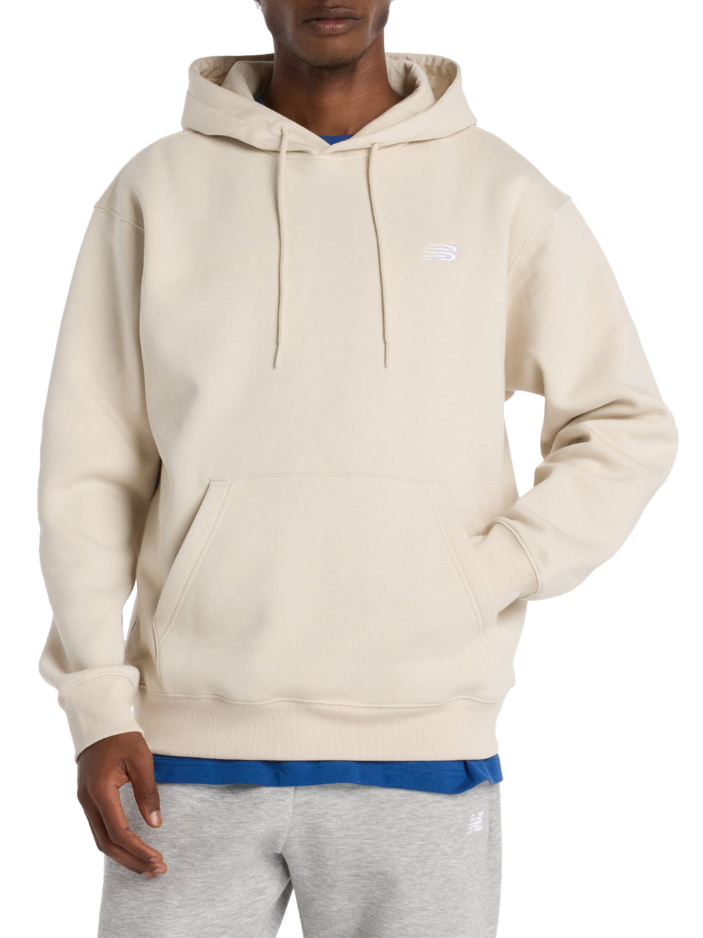 Felpa Cappuccio New Balance da Uomo - Beige Avorio