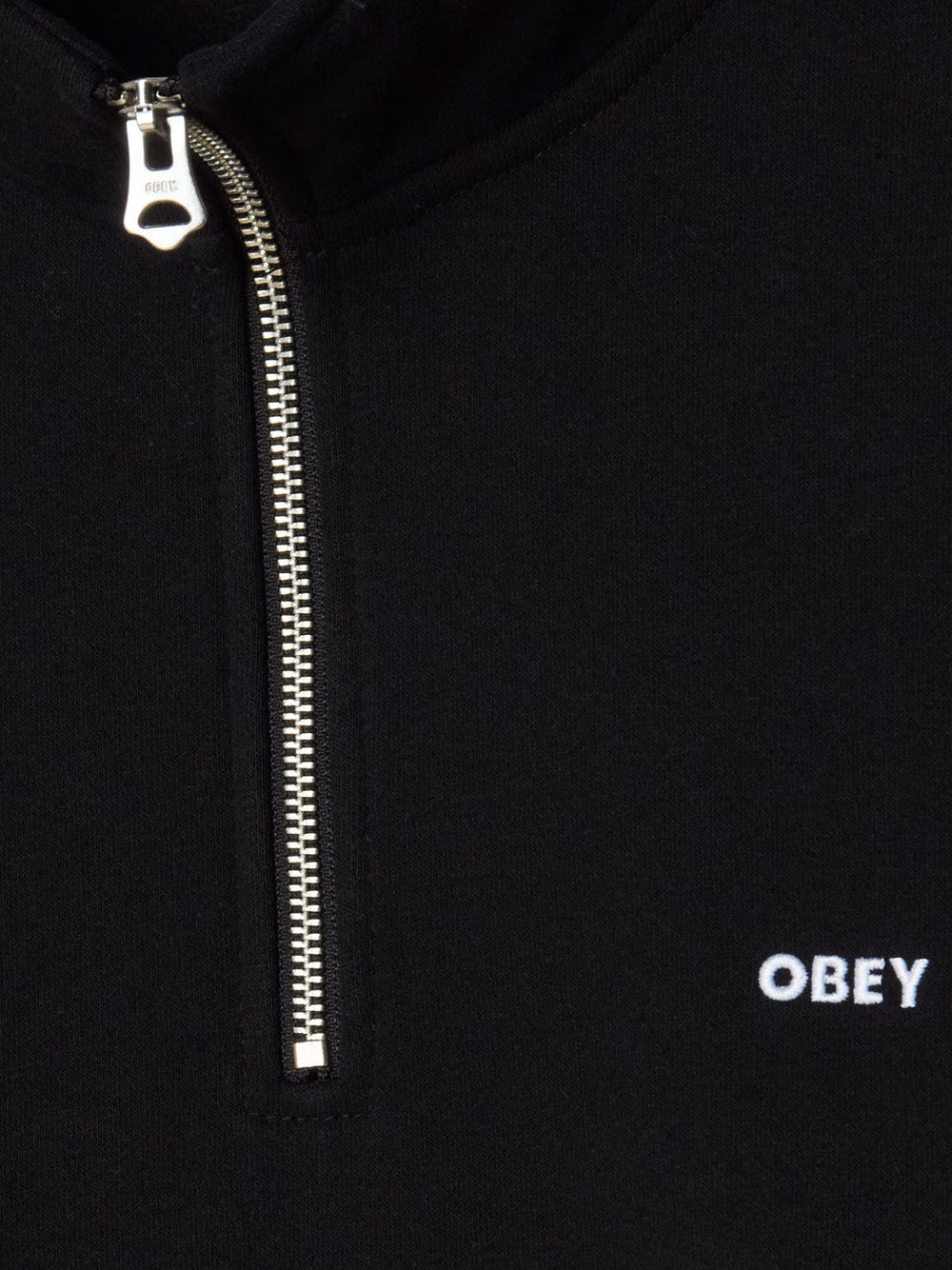 Felpa Zip Obey Established Works Bold Mockneck da Uomo - Nero
