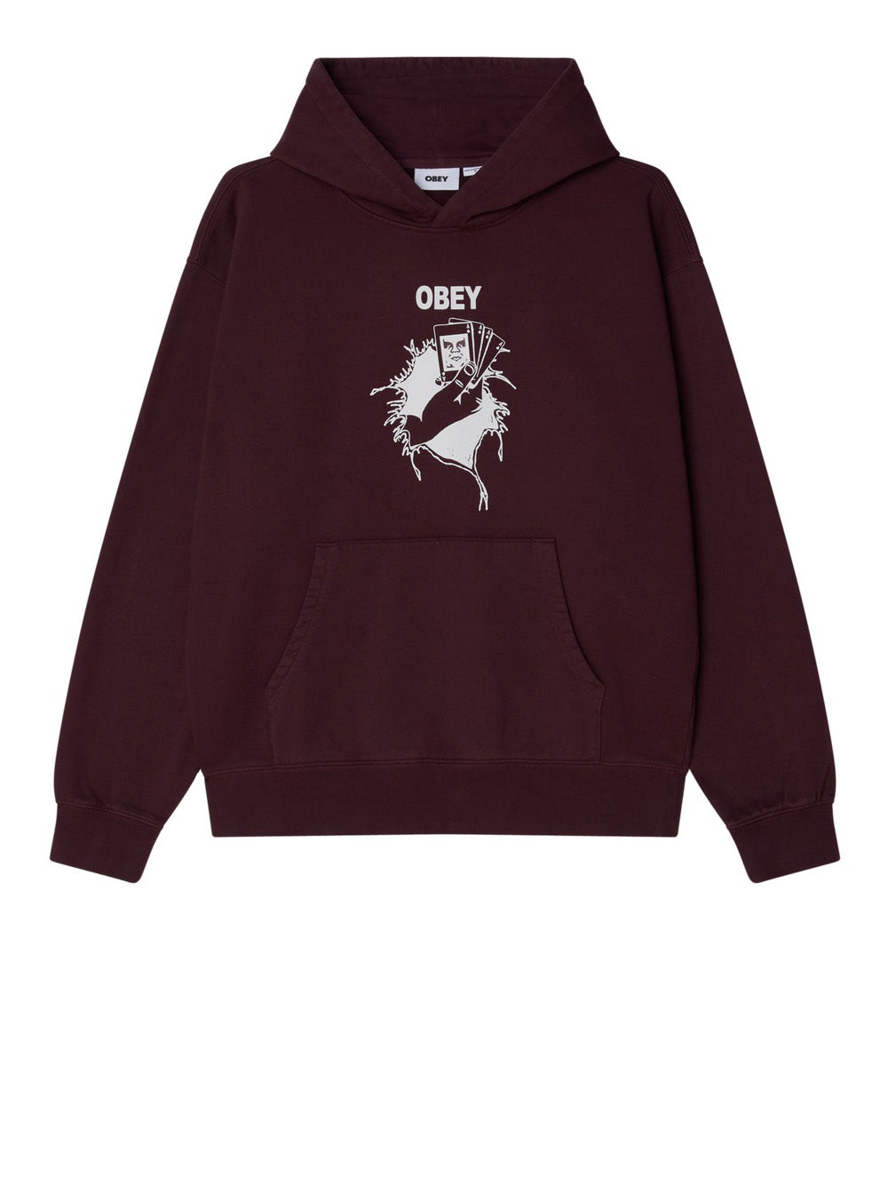 Felpa Cappuccio Obey Bad Seeds Faded Hood da Uomo - Bordeaux