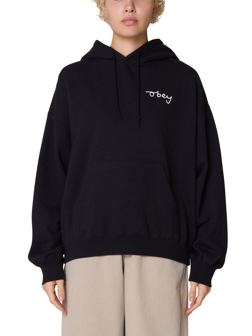 Felpa Cappuccio Obey da Donna - Nero