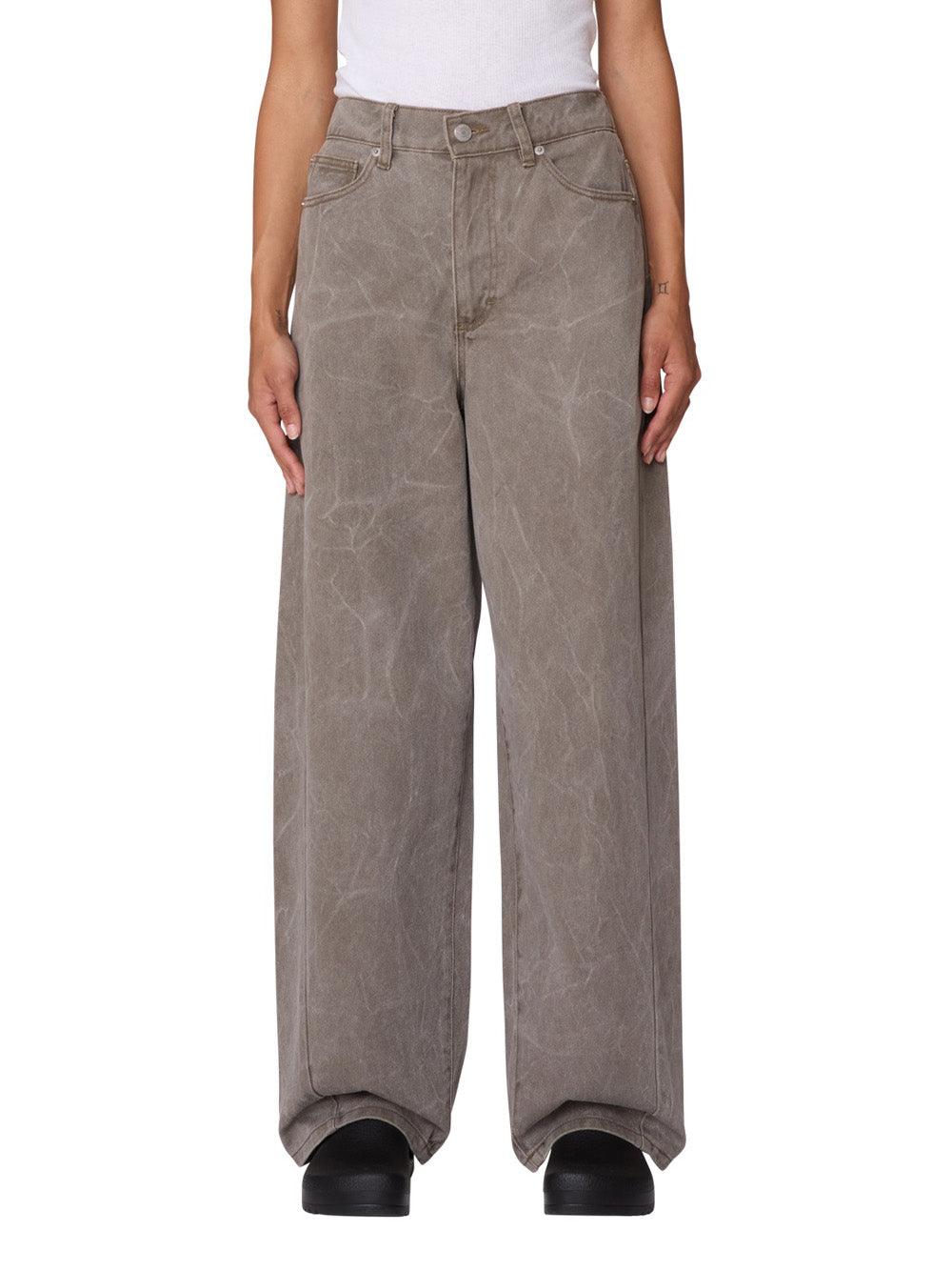 Jeans Wide Obey Donovan 5 Pocket da Donna - Marrone