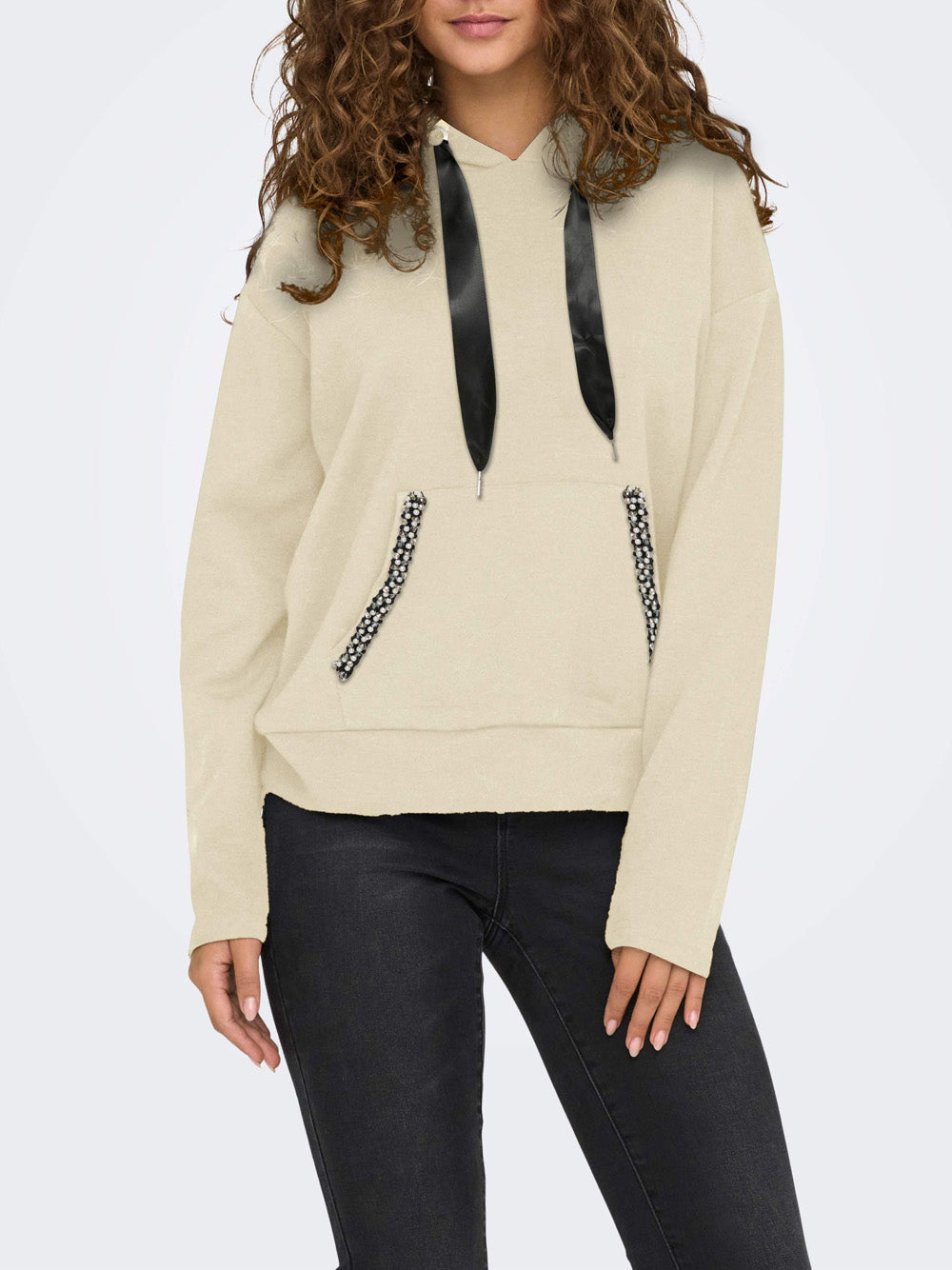 Felpa Cappuccio Only da Donna - Avorio