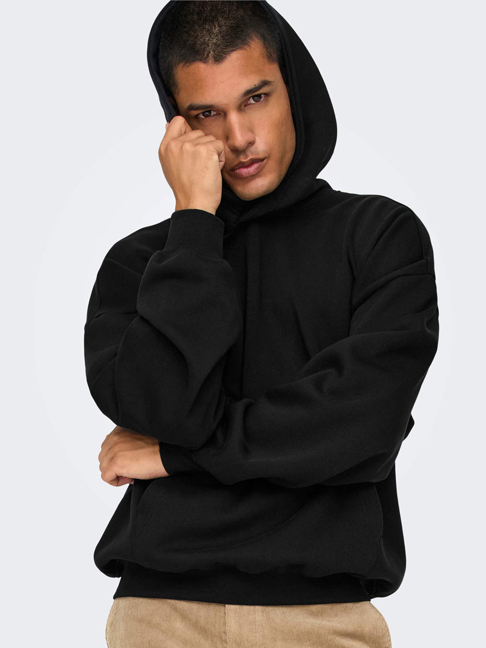 Felpa Cappuccio Only e Sons da Uomo - Nero