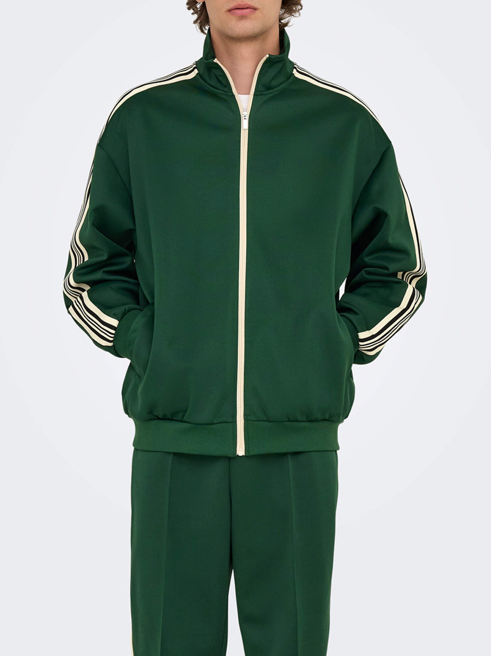 Felpa Zip Only e Sons da Uomo - Verde