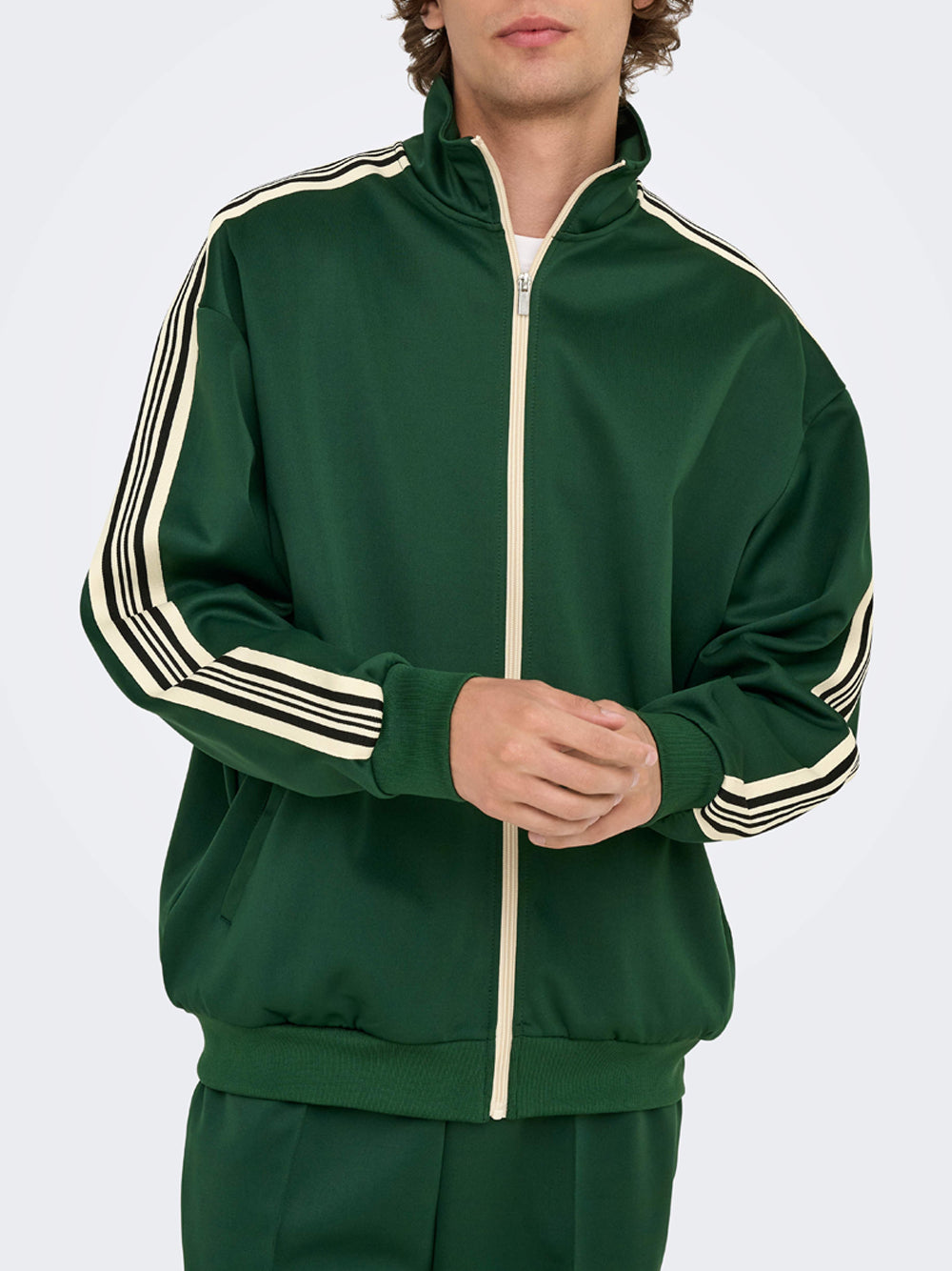 Felpa Zip Only e Sons da Uomo - Verde