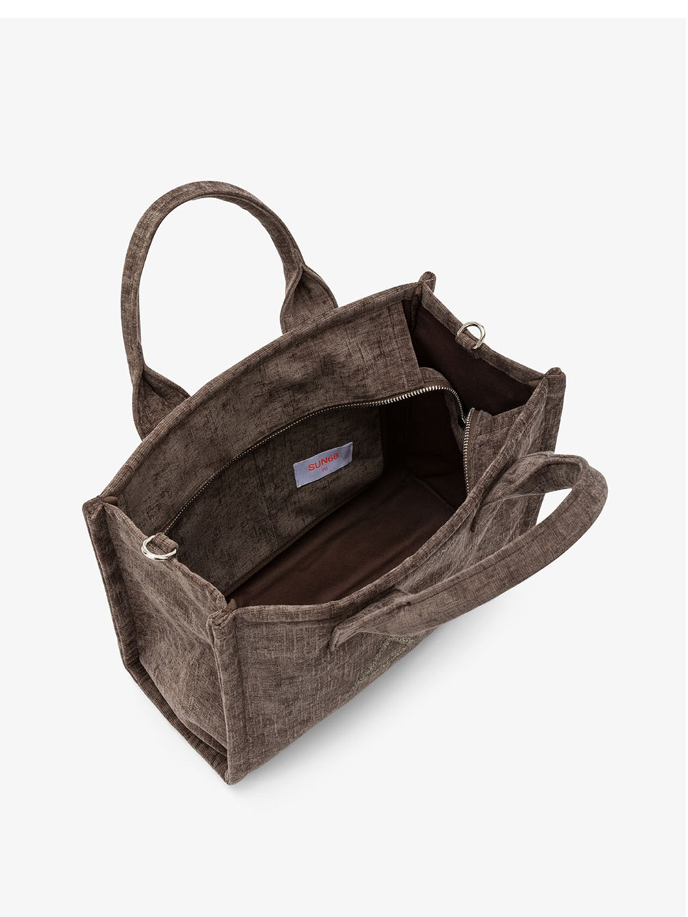 Borsa a Mano Sun68 Cali Midi Velvet da Donna - Marrone
