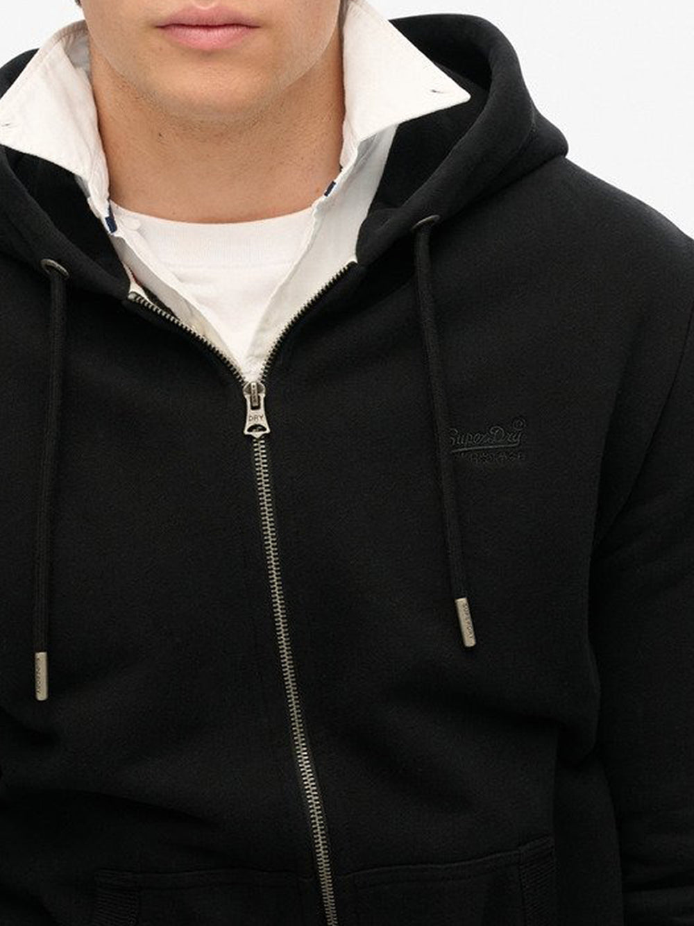 Felpa Zip Superdry Essential Logo da Uomo - Nero