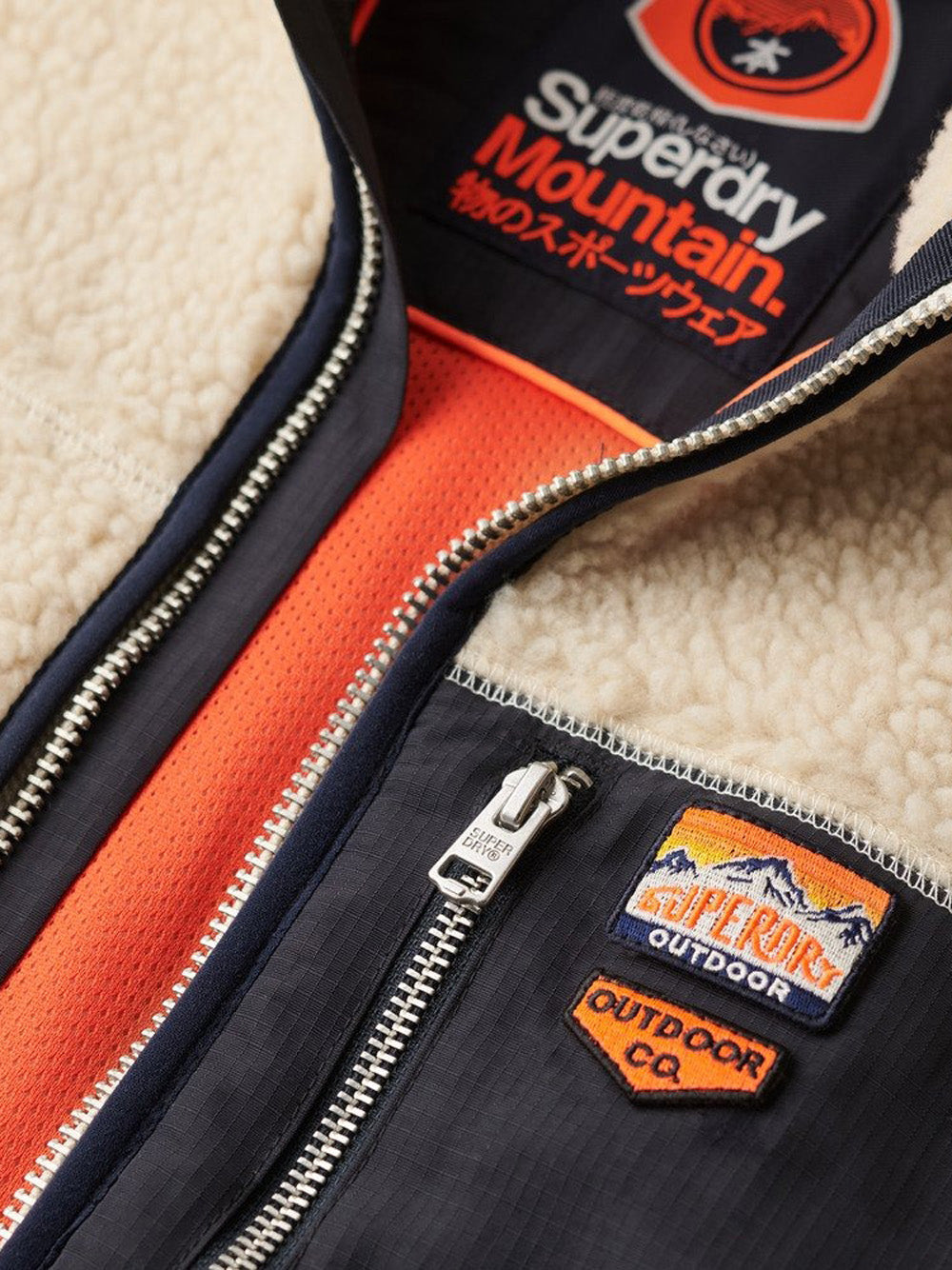 Felpa Zip Superdry Vintage Retro da Uomo - Beige