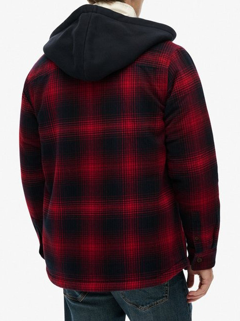 Camicia Casual Superdry Hooded Check da Uomo - Rosso