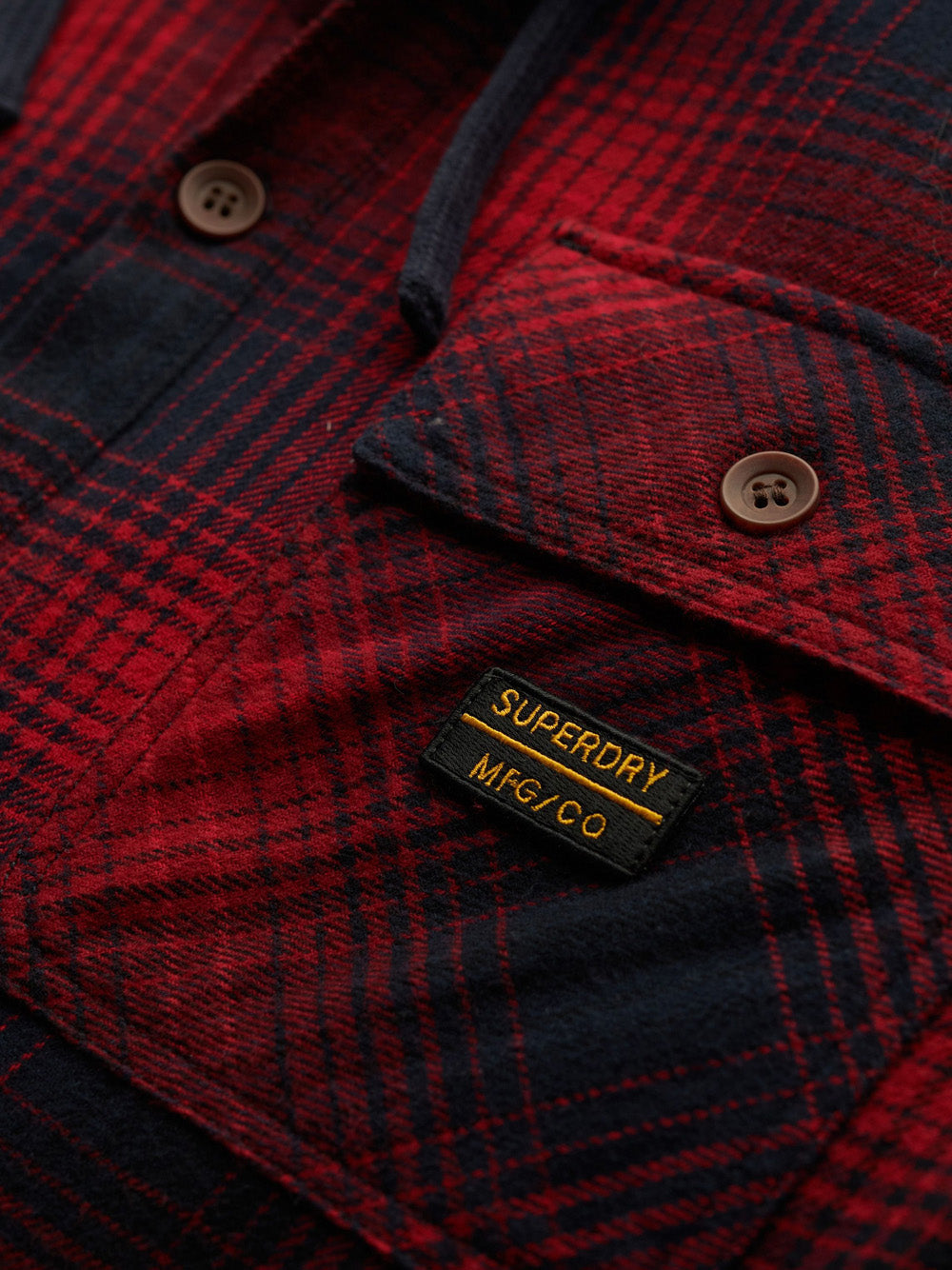 Camicia Casual Superdry Hooded Check da Uomo - Rosso