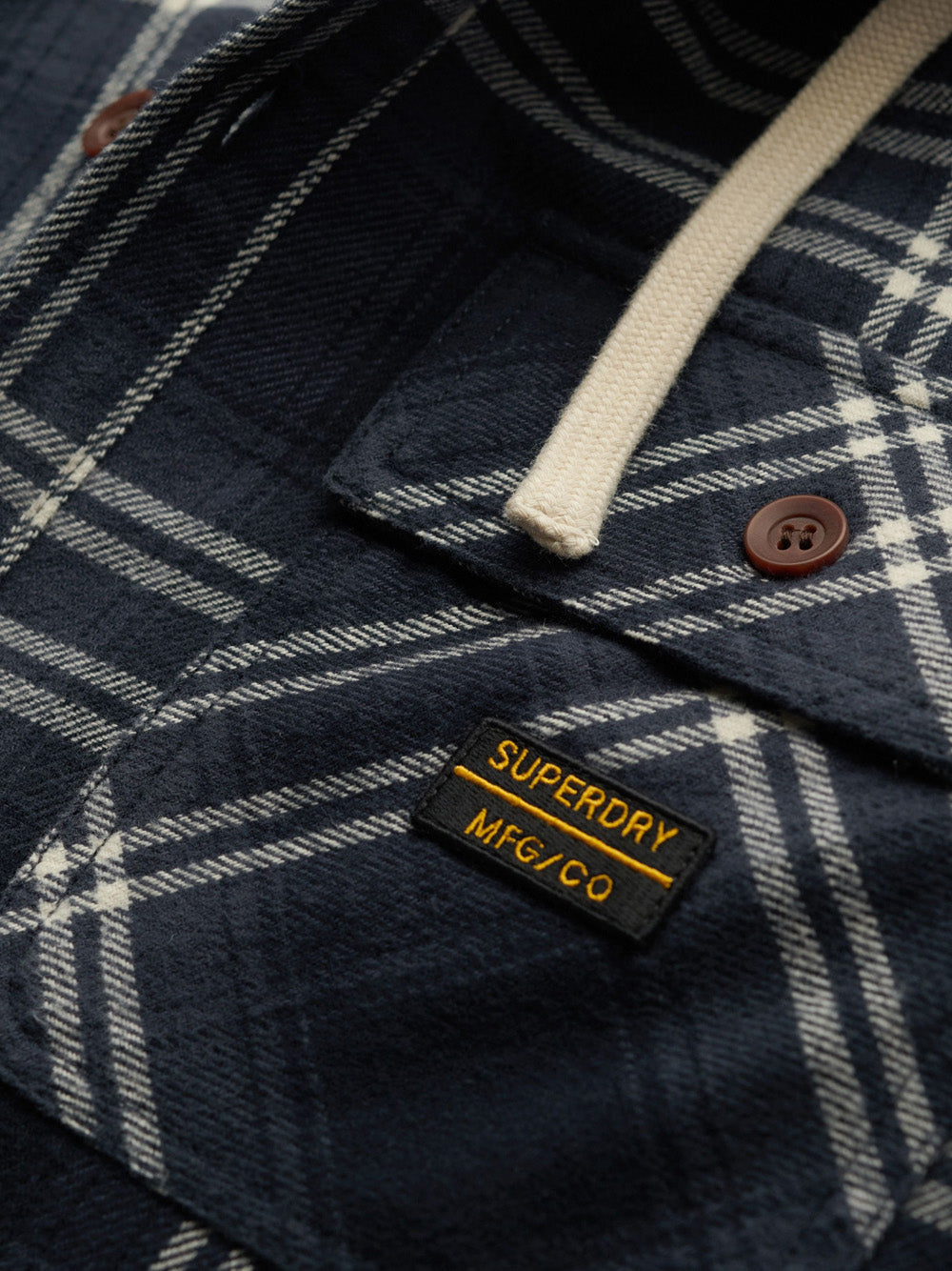 Camicia Casual Superdry Hooded Check da Uomo - Blu