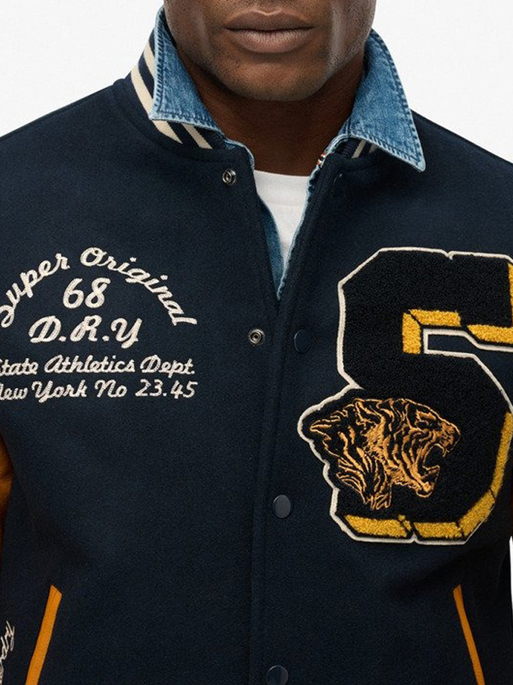 Giubbino Superdry Vintage Patched Varsity da Uomo - Blu