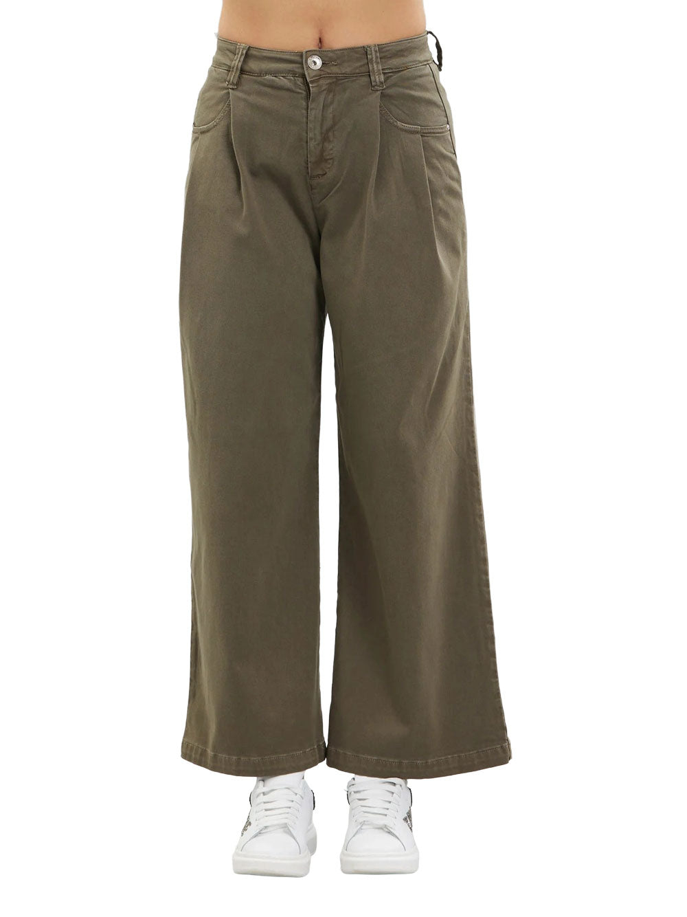 Jeans Wide Take Two Tini da Donna - Verde