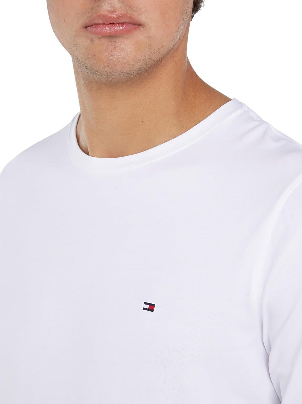 Tommy Hilfiger T-shitr Manica Lunga Uomo Mod. MW0MW10804 YBR Bianco