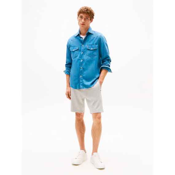 Tommy Hilfiger Camicia Manica Lunga Uomo Mod. MW0MW39429 1A4 DENIM Blu