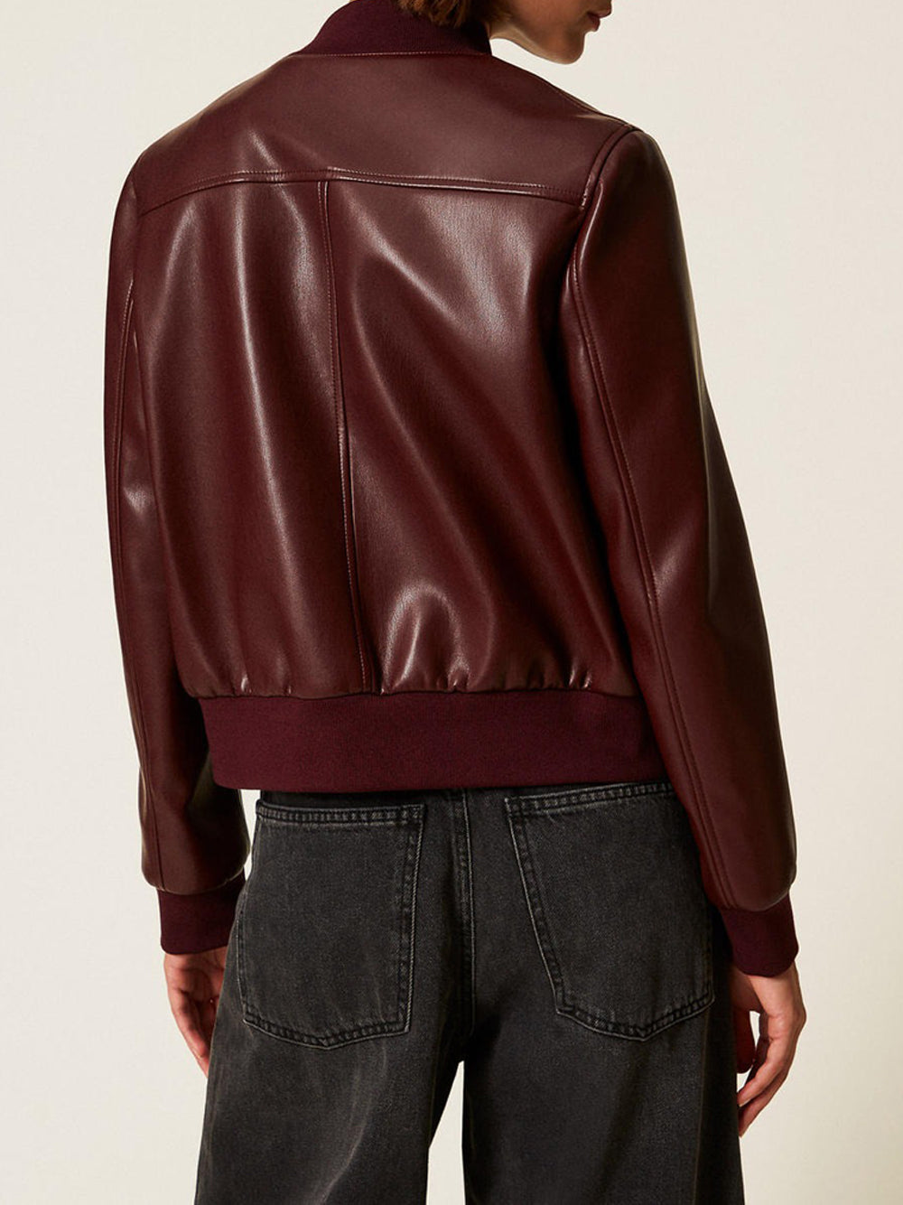Giubbino di Pelle Twin Set da Donna - Bordeaux