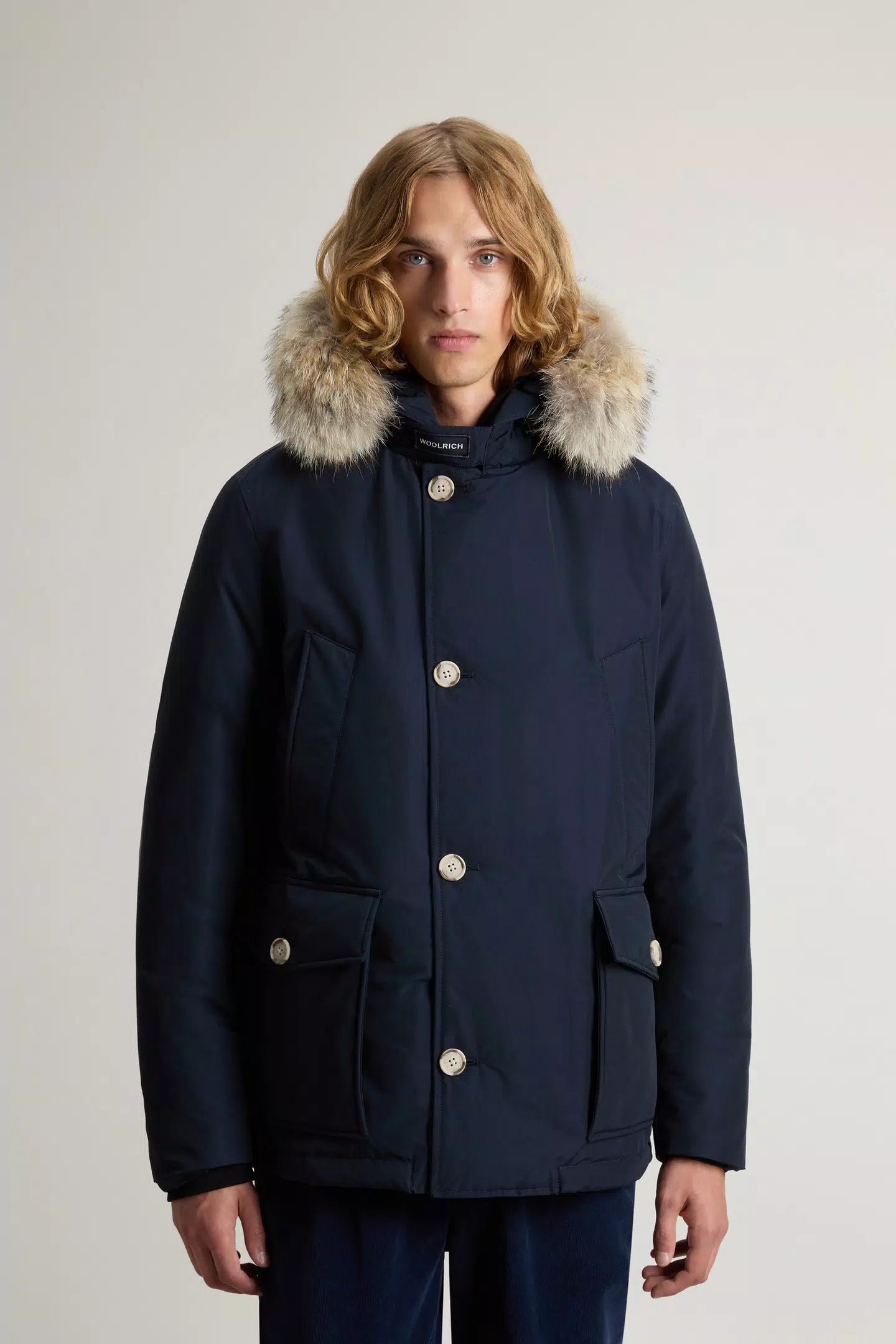 Woolrich Giubbotto ARCTIC DETACHABLE FUR ANORAK Uomo Mod. CFWOOU0484MRUT0001 MLB Blu