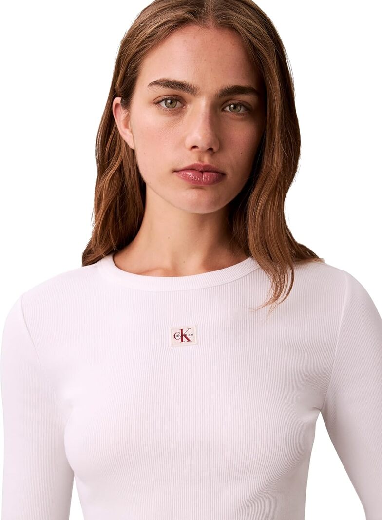 Calvin Klein Calvin Klein Jeans T-shitr Manica Lunga Donna Mod. LV04E205G YAA Bianco
