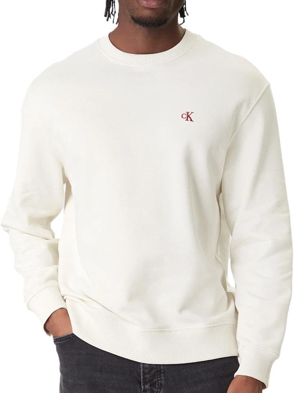 Calvin Klein Calvin Klein Jeans Felpa Girocollo Uomo Mod. LV04RC296G YAS Bianco