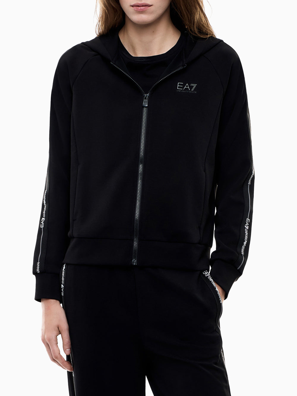 Felpa Zip Ea7 da Donna - Nero