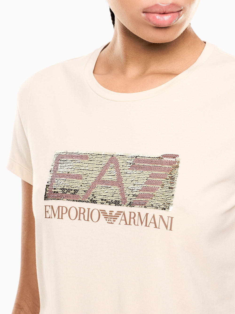 Ea7 Emporio Armani T-shirt Donna Mod. 7W001093 AF10373 U1088 Burro Avorio