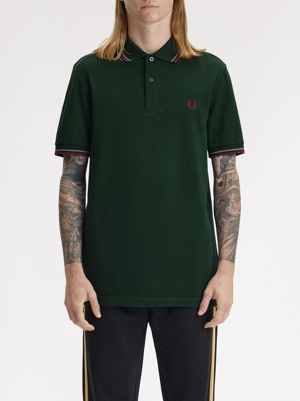 Polo Fred Perry Twin Tipped da Uomo - Verde