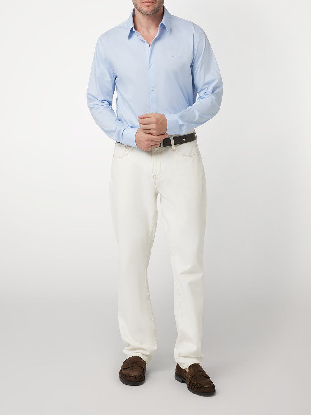 Camicia Classica Guess da Uomo - Celeste