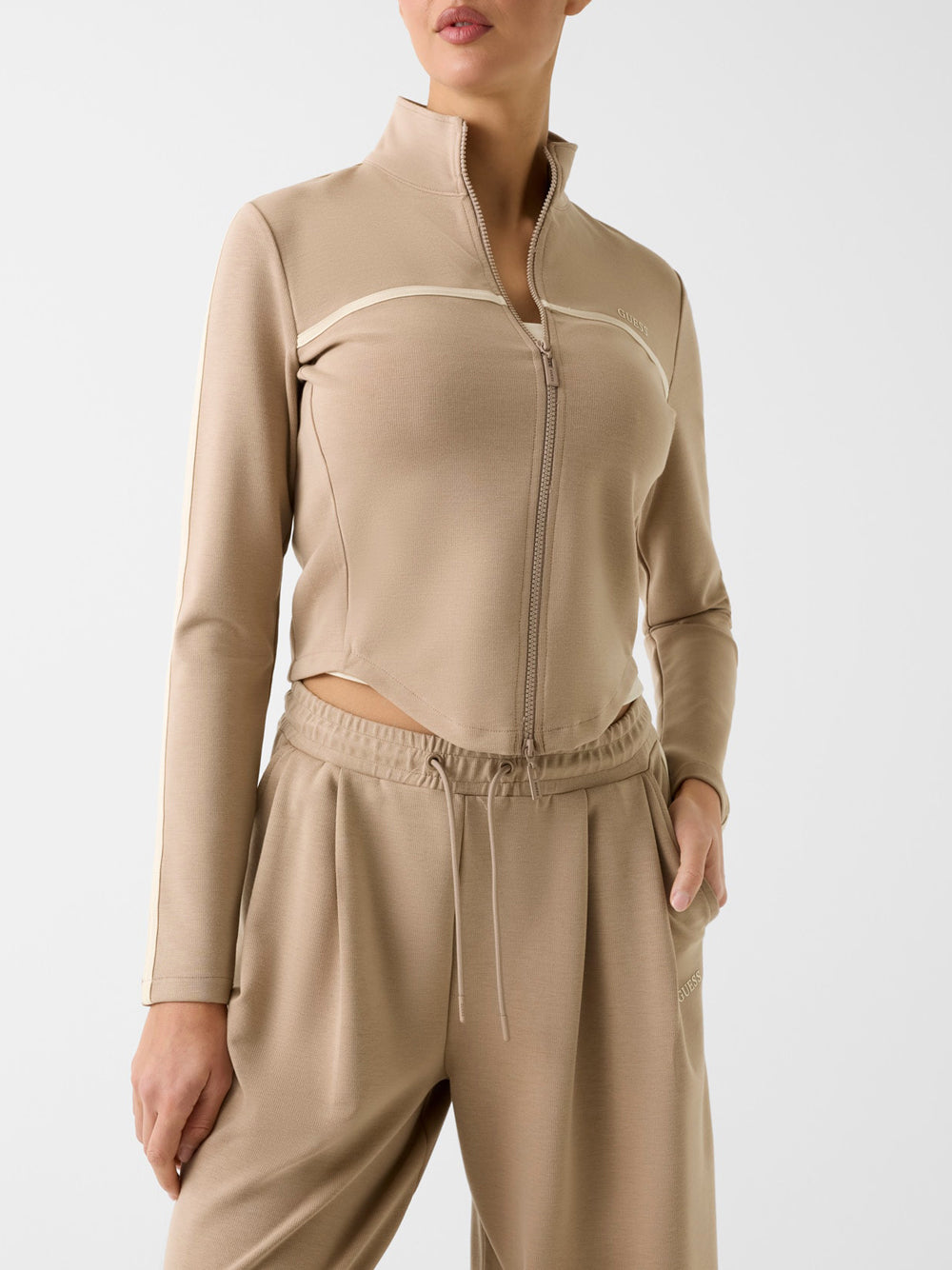 Felpa Zip Guess da Donna - Beige