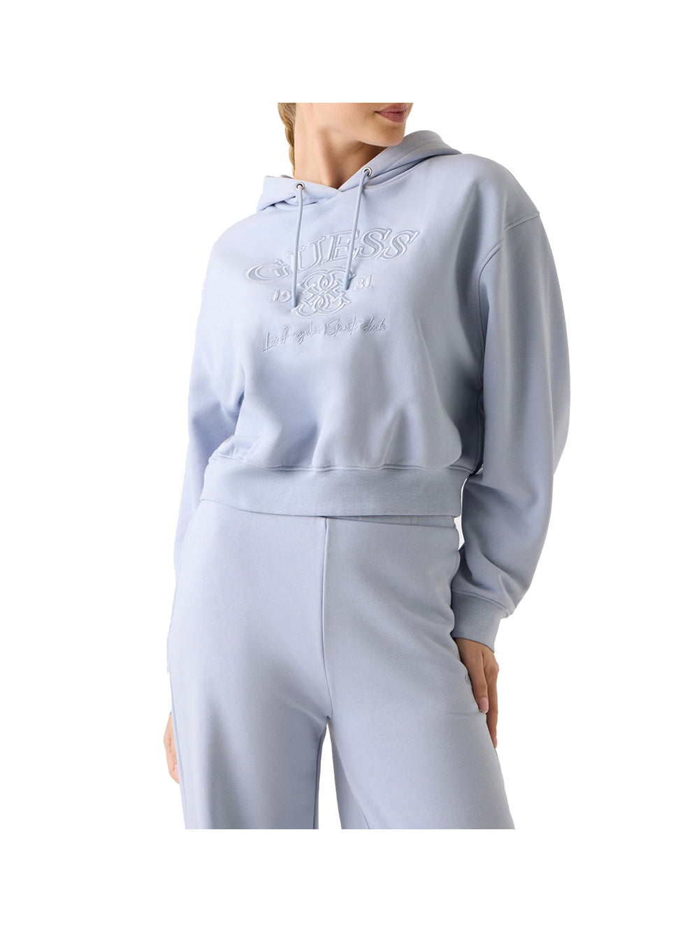 Guess Felpa cappuccio Donna Mod. V6RQ03 KD761 G7HP Celeste Blu