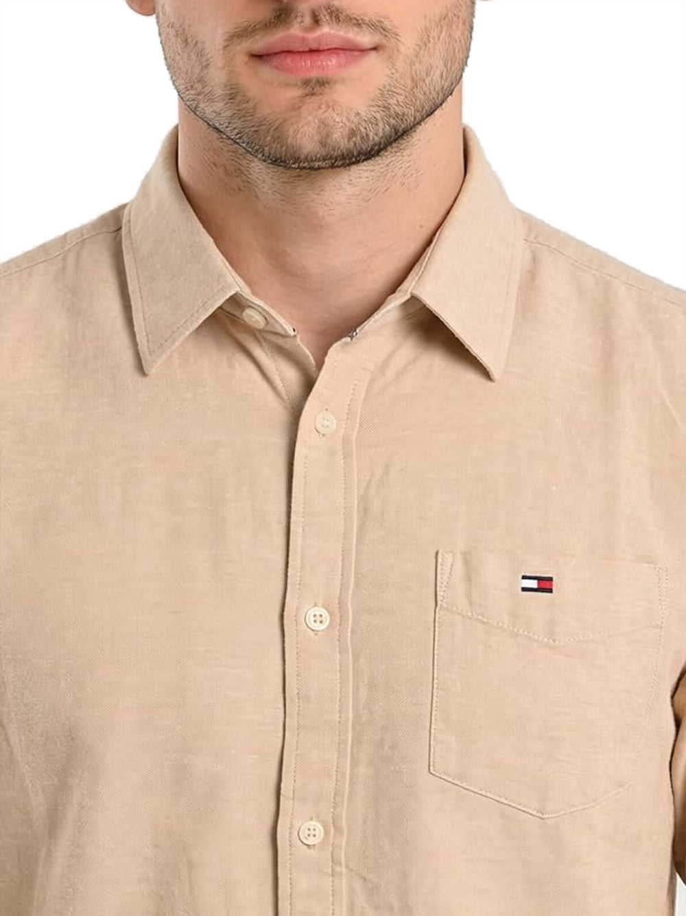 Tommy Hilfiger Camicia Manica Lunga Uomo Mod. DM0DM22761 AB9 Gentle Gold