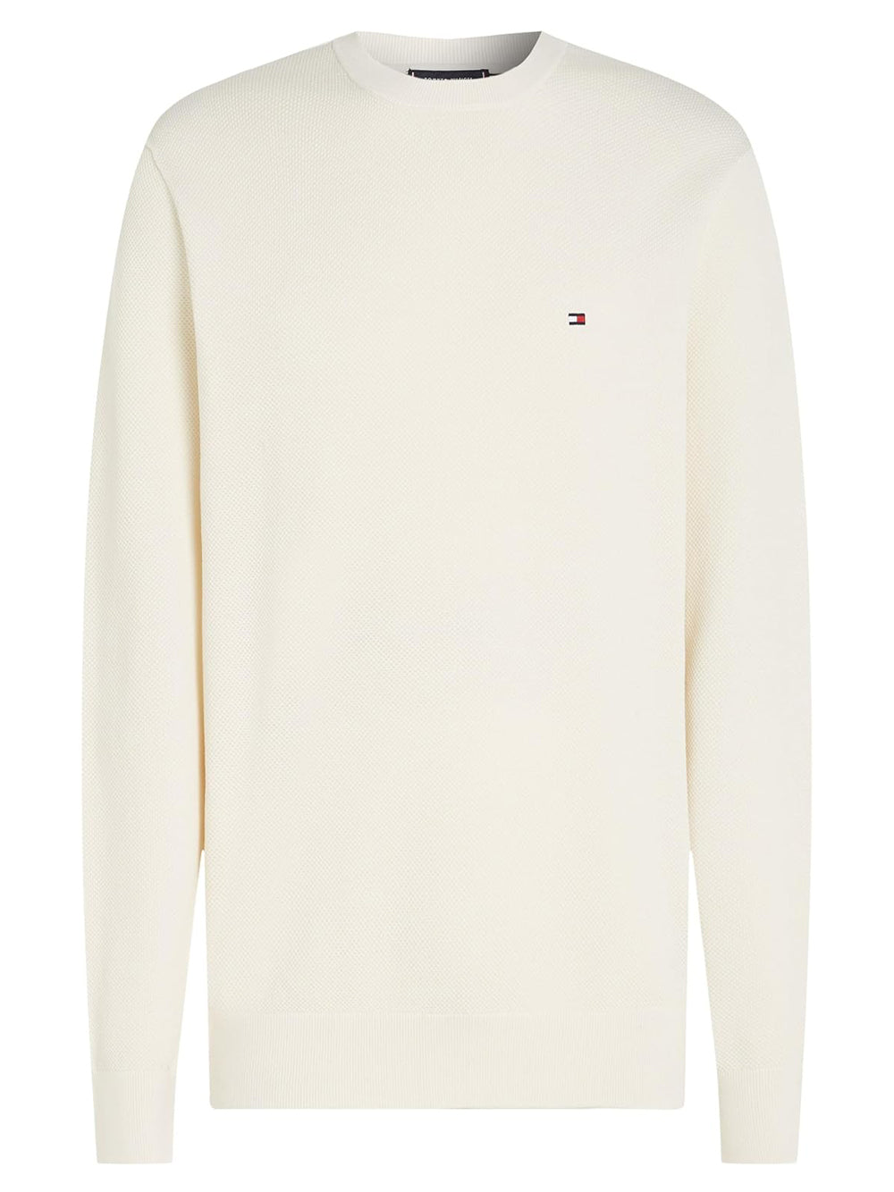 Tommy Hilfiger Maglione Girocollo Uomo Mod. MW0MW36347 ZOO Latte Bianco