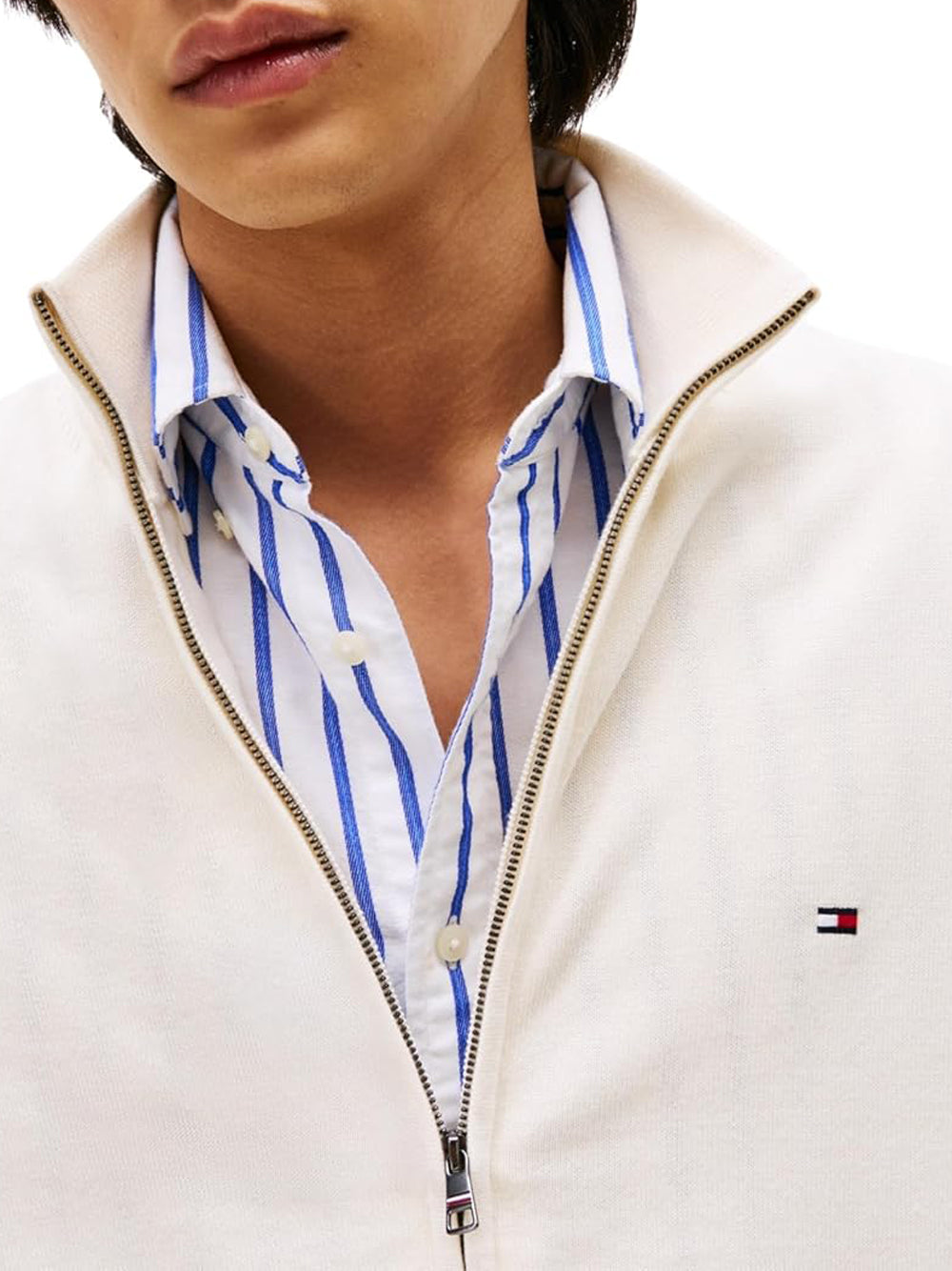 Tommy Hilfiger Cardigan Uomo Mod. MW0MW36517 ZOO Panna Avorio