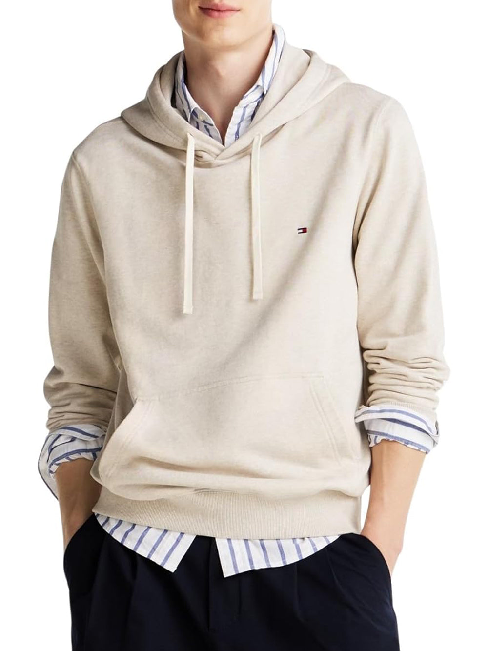 Tommy Hilfiger Felpa cappuccio Uomo Mod. MW0MW37235 HGF Panna Avorio