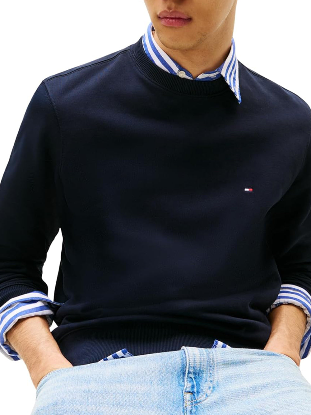 Tommy Hilfiger Felpa Girocollo Uomo Mod. MW0MW37237 DW5 Blu