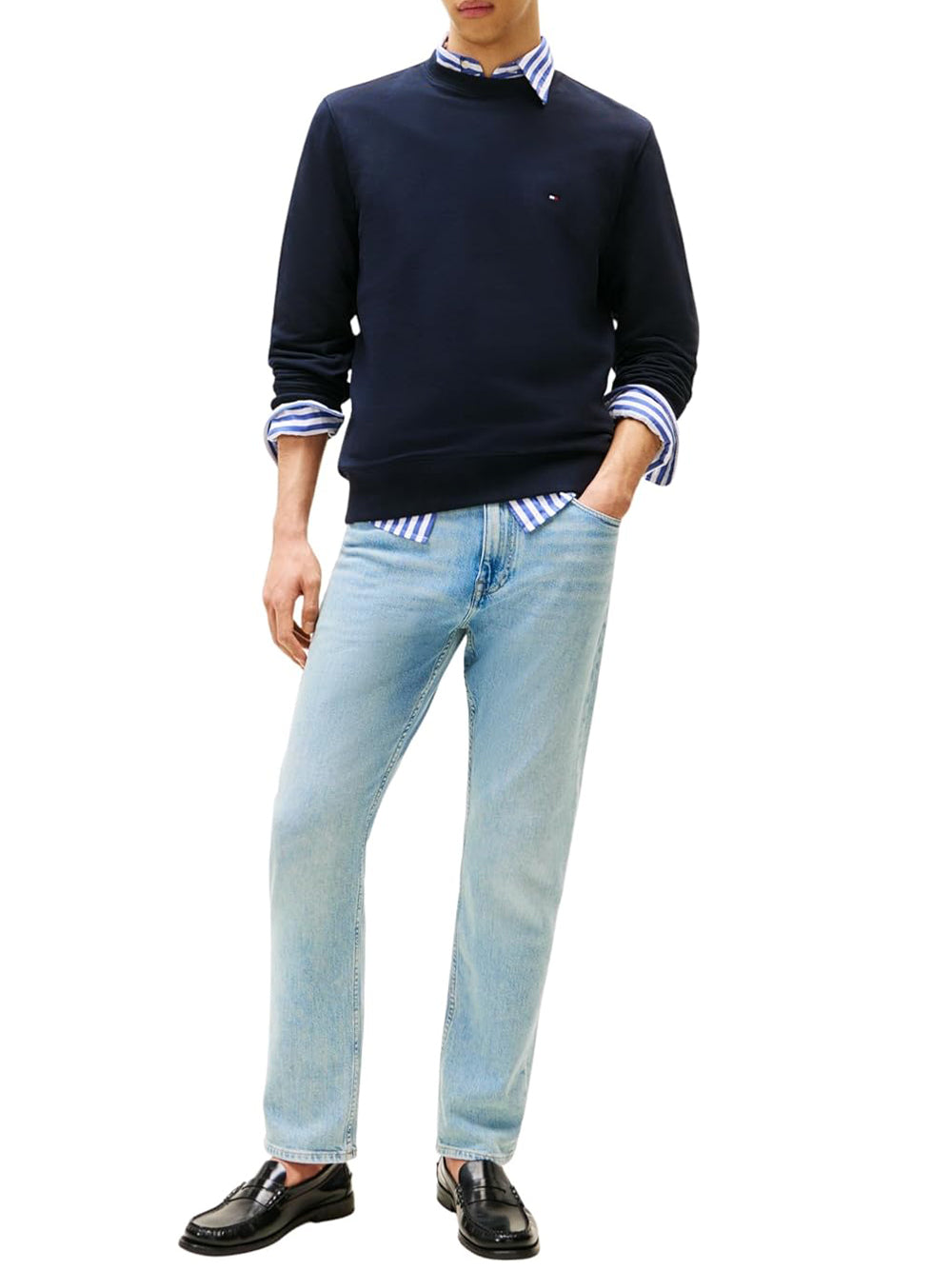 Tommy Hilfiger Felpa Girocollo Uomo Mod. MW0MW37237 DW5 Blu