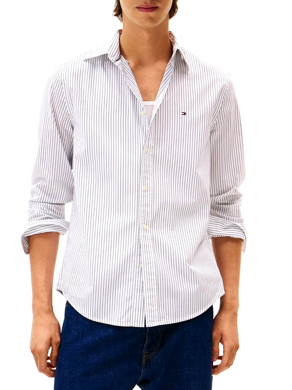 Tommy Hilfiger Camicia Manica Lunga Uomo Mod. MW0MW41399 0FA Bianco