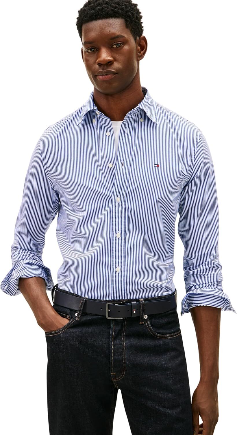 Tommy Hilfiger Camicia Manica Lunga Uomo Mod. MW0MW41403 0A4 Celeste Blu