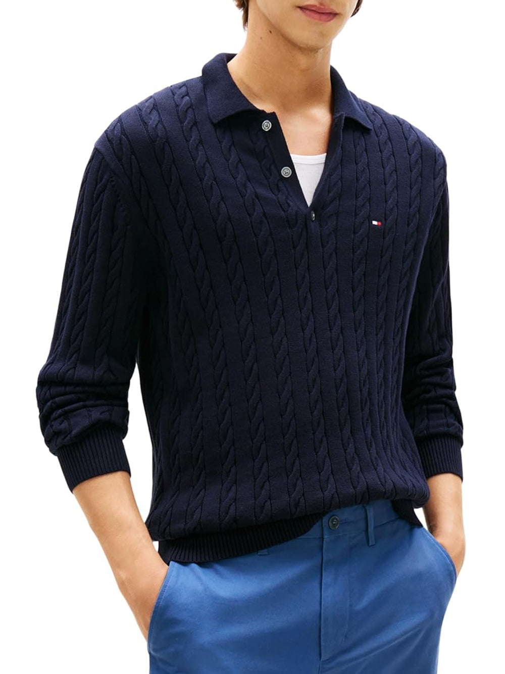 Tommy Hilfiger Polo Manica Lunga Uomo Mod. MW0MW41955 DW5 Blu