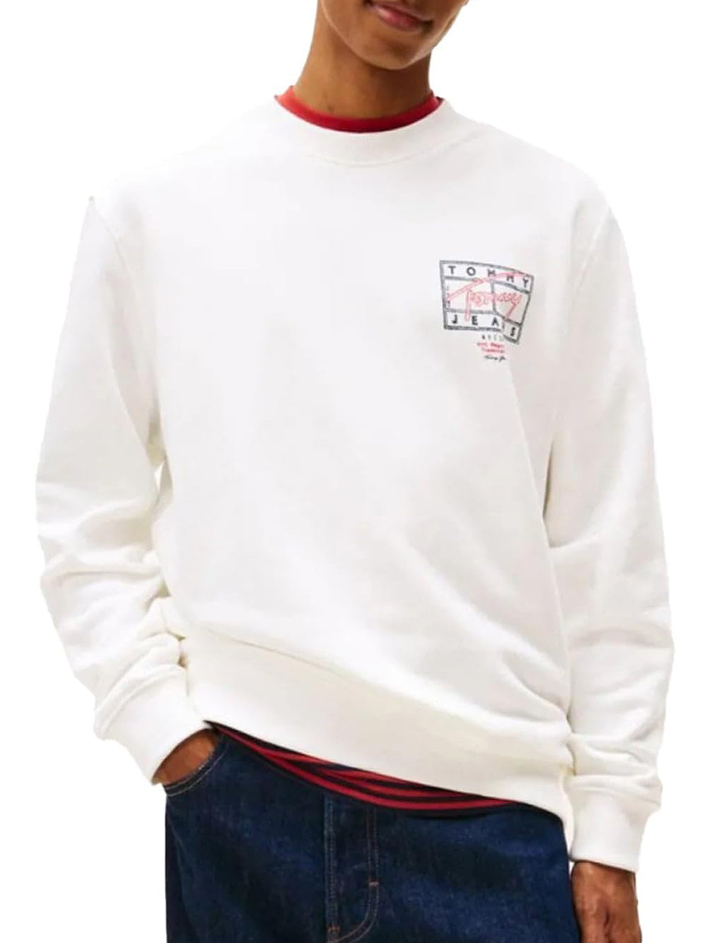 Tommy Hilfiger Tommy Hilfiger Felpa Girocollo Uomo Mod. DM0DM22366 YBL Bianco