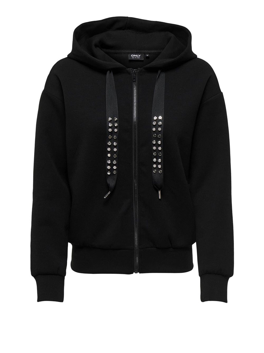 Only Felpa con cappuccio dettagli borchie Nero