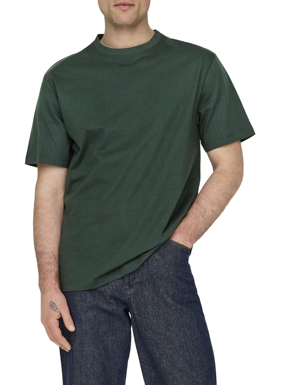Only e Sons T-shirt basic Fred life relaxed fit Verde petrolio