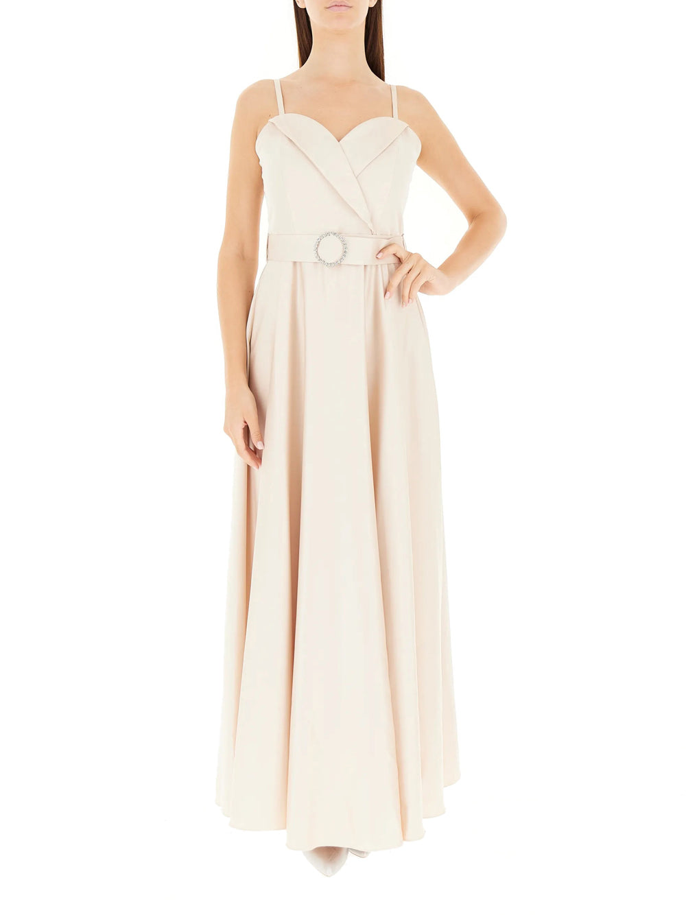 Rinascimento Abito lungo stile impero caci cristelli Beige