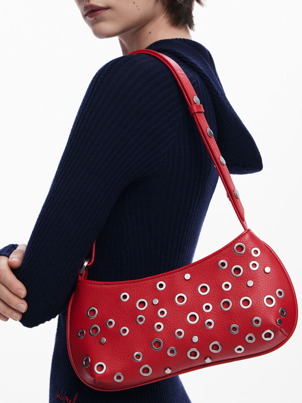 Desigual Borsa rebel alsacia con borchie Rosso
