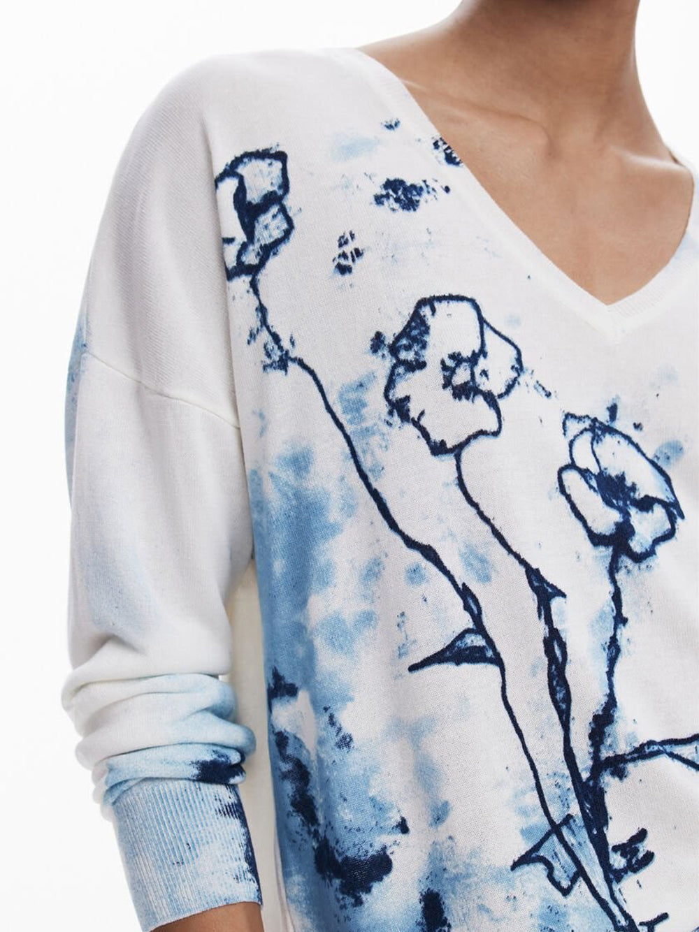 Desigual Maglione motivo papavero Bianco
