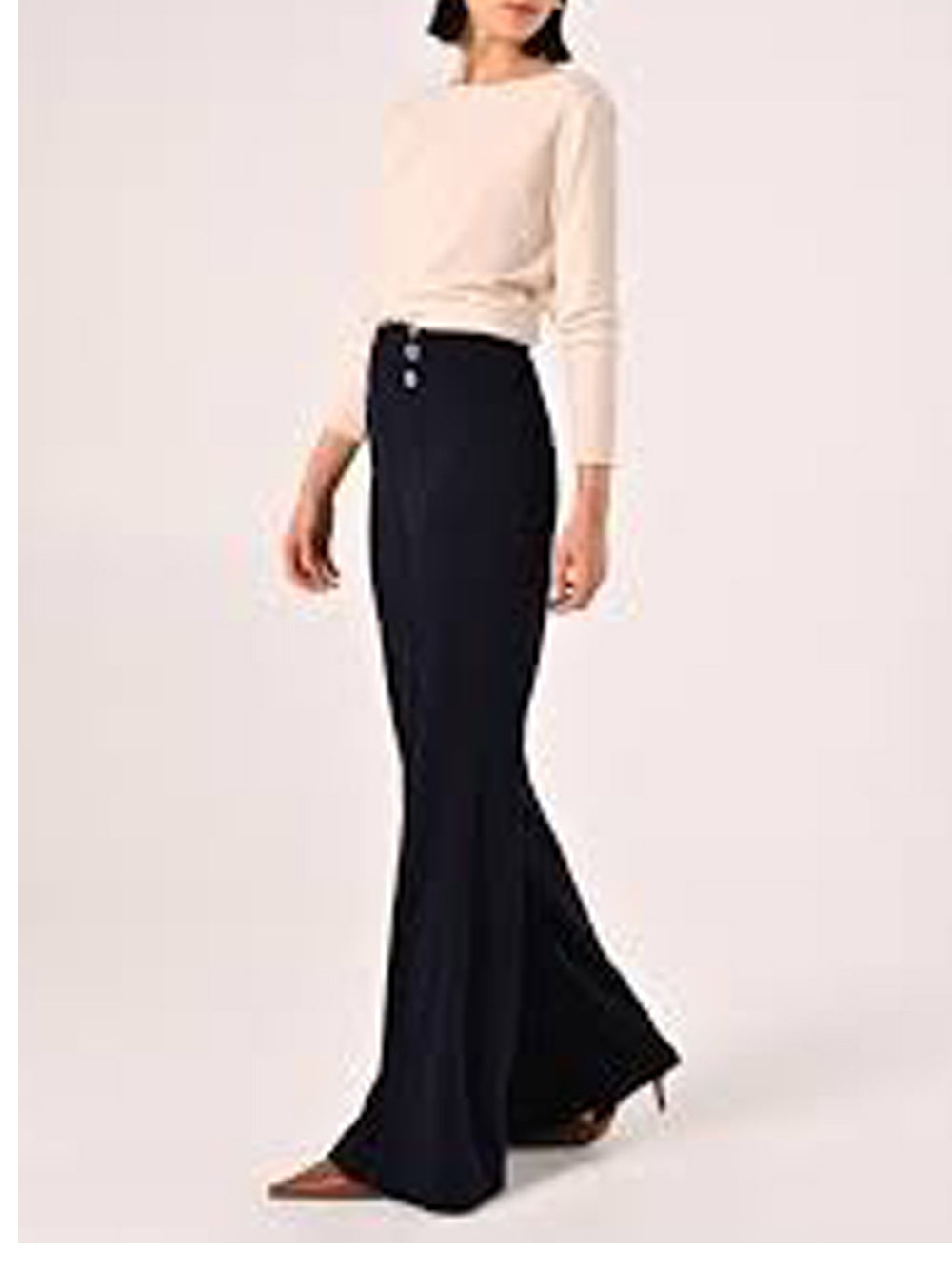 Rinascimento Pantalone vita alta con bottoni Nero